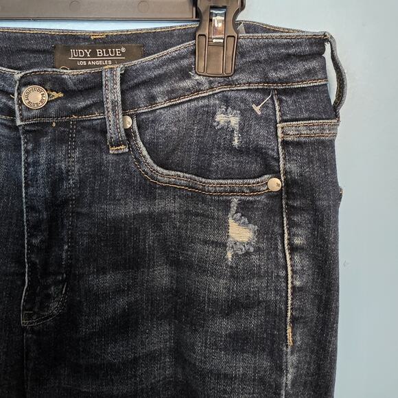 Judy Blue High Rise Skinny Fit Womens Jeans Size 7/28 Raw Hem Stretch JB88417 - Picture 3 of 5